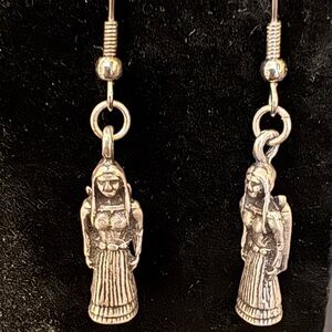 Vintage Sterling Silver Native American Woman Earrings